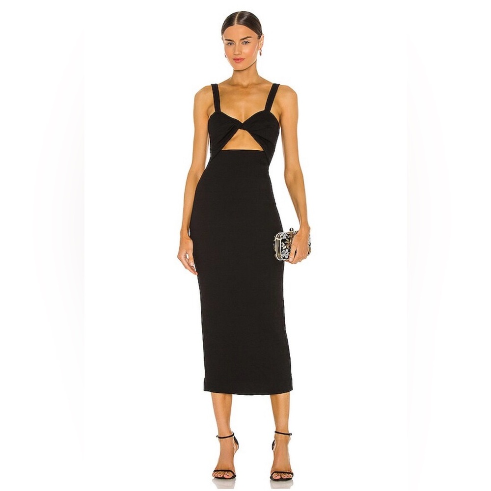 Shona Joy - Simone Fitted Cut Out Midi Dress in Black